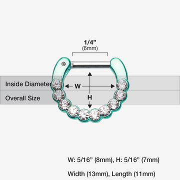 Detail View 1 of Colorline Glistening Multi-Gem Septum Clicker-Teal/Clear